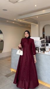 BEST SELLER Serina Dress Bahan Silk mix Brukat Premium / Gamis Wanita Terbaru Lebaran 2024 / Gamis Kondangan Mewah Elegan / Dress Muslim Pesta / Fashion Wanita Muslim