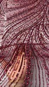 OLEVO | AT2860 African Heavy Beaded Lace Fabric Nigerian Sequins Groom Fabric Wedding Party Dress High Quality 5 Yards