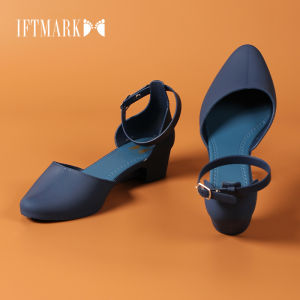 IFTMARK รองเท้าแตะผู้หญิง รองเท้าคัชชูหัวแหลม ส้นเตารีด รองเท้ายางคัชชู รุ่นรัดส้น ส้นตึกสำหรับผู้หญิง แบบซิลิโคน ยืดหยุ่น ไม่กัดเท้า ใส่สบาย[ส่งเร็วพิเศษ]