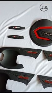 Paket Outer Door Cover Handle Pegangan Pintu Tank Cover Door Guard GR SPORT Toyota All New Rush 2018-2023 Hitam Rline List Merah