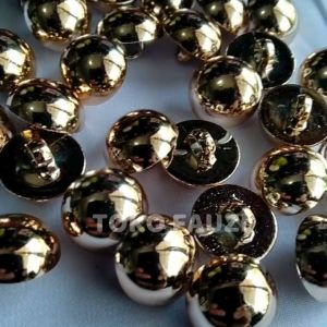Kancing Baju Jamur Emas Polos Timbul Lubang 1 Diameter 15cm isi 10pcs