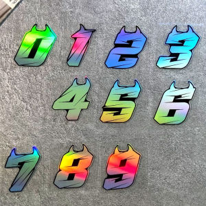 1PC Demon Laser Motorcycle Number Stickers Waterproof Racing Helmet DIY Motorbike Front Fairing Fuel Tank Scooter Vinyl Decals