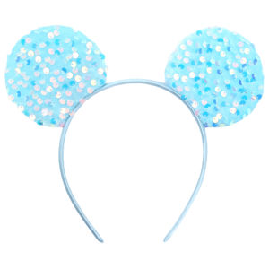 HEROCROSS Cute Mouse Ear Headband for Adults Colorful Scales Sequin Bow Hairband Women Hair Accessories Kids Girls Party Gifts