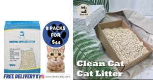 Clean Cat Premium Clumping Cat litter Natural Odour Control Soya Fast Absorbent Flushable Unscented 6 Litres Pack x 8 Packs