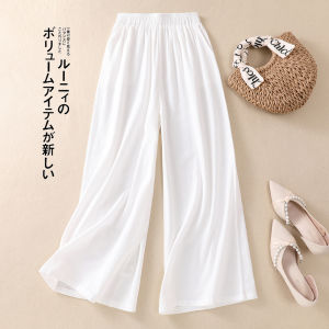 Drape Large Swing White Chiffon Loose Pants Womens Meditation Yoga Tea Suit Pants Plus Size Summer Thin Casual Pants