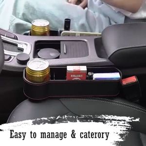 2PCS Car Seat Gap Storage Box Pocket Filler Cover Drink Phone Holder Mount Organizer Aksesori Accessories Kereta