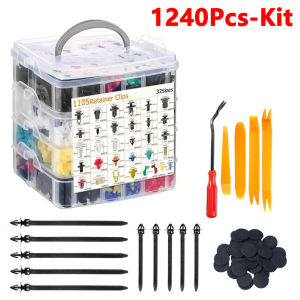 1105/1240Pcs Bumper Clips Car Retainer Clips & Auto Fasteners Assortment Plastic Push Rivets Fender Clips For Universal Vehicle