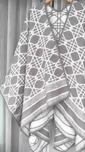 Shawl New Style Fashionable All-Matching Thick Warm Wool Cloak Imitation Cashmere Letters Outer Wear Split Cloak