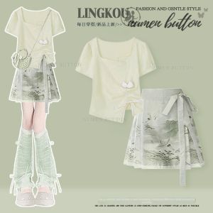 NUMEN BUTTON | Large Size Youthful Loose Sleeve Summer Outfit Two-piece
