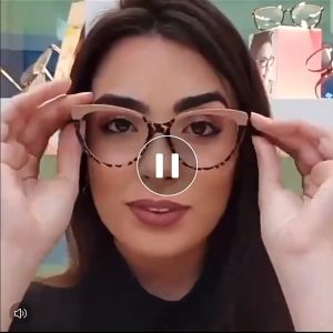Kacamata lensa photocromic anti radiasi wanita pria kacamata bingkai Titanium Fuji Cat Eye Anti UV fotocromic