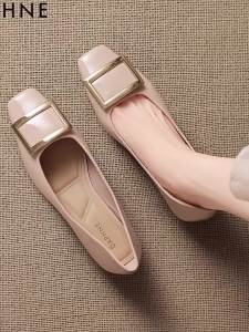 Daphne | Nude Color French Style Square Toe Low Cut Soft Bottom Flat Shoes