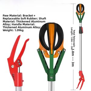 Mytec Retractable Pole Fruit Picker High Reach Claw Apple Pear Cherry Fruit Harvester Aluminum Alloy Three Claw Fruit Gatherer