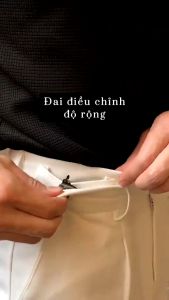 Quần tây âu Sidetab ống rộng cạp điều chỉnh phong cách Hàn Quốc ELNIDO