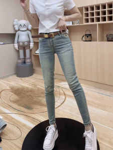High Waist Slim Fit Denim Jeans Womens Elastic Fitted Pencil Nine Point Pants Autumn New Style Cotton Stretch Denim