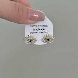 Gold Plated Evil Eye Earrings Silver-Tone Dainty Jewelry Simple Jewelry Birthday Party Gifts for Women
