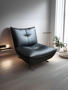 Italian Normcore Leather Lounge Chair Single Rotate Couch Living Room Lawrence Big Black Cow Sofa Supporting Seat