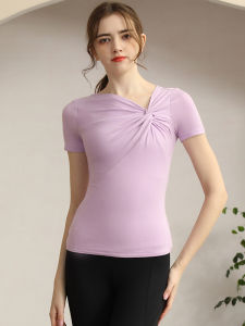 เสื้อยืดโยคะ OOK แห้งเร็ว ระบายอากาศได้ดี ดูดซับเหงื่อ ออกกำลังกาย ฤดูใบไม้ผลิและฤดูร้อน วิ่ง เสื้อคลุมกันหนาว คอปม