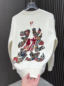 High-End Fashion Mens Hoodie Long Sleeve Thickened Fleece Autumn Winter Casual Streetwear Printed Sweatshirt Youth Trend