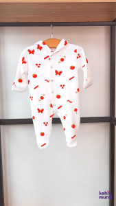 Kahit Munti Mitten Cuff Sleeper with Hood – Kulay Pula (Girl) | Newborn Sleeper Jumpsuit