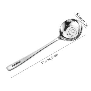 Cartoon Kapybala Stainless Steel Flat-Bottomed Spoon Chinese-Style Tablespoon Thickened Soup Dinnerware for Children