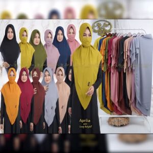 BISA COD Hijab Bergo Instan Pet Antem Kode APRILIA Bahan Ceruty Babydoll Premium By Ory AjeZas Colle