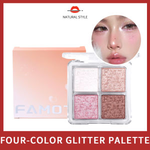 【Natural style】Famoty Four-Color Diamond High-Gloss Glitter Palette Eye Shadow Palette Womens Cosmetics