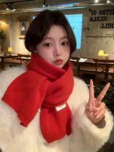 ผ้าพันคอถักสไตล์เกาหลีสำหรับผู้หญิงในฤดูหนาว สีสันสดใส อบอุ่น ผ้าคลุมไหล่ทรงสี่เหลี่ยม สไตล์เกาหลี ผ้าถัก