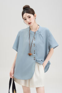 Bộ Áo Sơ Mi Elegance Tròn Cổ Tay Ngắn