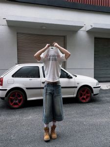 American Style Loose Straight Leg Jeans Shorts Summer Washed out Trousers Hip Hop Street Dance Trendy Brand Youth Jeans Shorts