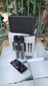 LOA KARAOKE M4 PRO KÈM 2 MIC KHÔNG DÂY BASS CĂNG(TH)