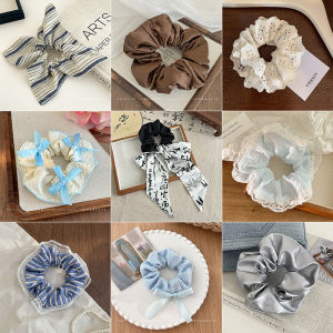 Phụ Kiện Tóc Thắt Nút Bướm Hàn Quốc Cho Nữ Mùa Thu Đông Lụa Nhung Dây Buộc Tóc Khăn Trùm Đầu Trang Trí Tóc Phong Cách Ngọt Ngào