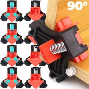 4ชิ้น90 ° ตัวจับเข้ามุมไม้ยึดติดกับมุม90องศาปรับเร็วสปริงสำหรับตู้กรอบรูปซ่อม