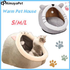AIMAYAPET Cute Cat Bed Warm Pet House Kitten Cave Cushion Cat House Warm Sleeping Dog Basket Tent