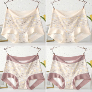 2024 New High Waist Silk Antibacterial Womens Underwear Breathable Thin Summer Shorts plus Size Comfortable Briefs