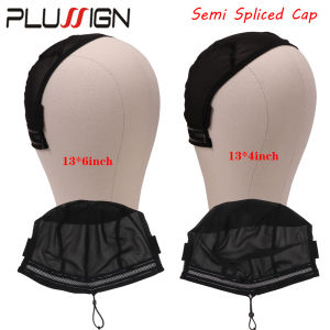 Plussign Half Splicing Wig Cap With Drawstring Silicone Band For Sewing 4*4 5*5 13*4 13*6 Lace Wig Lace Wig Cap For Making Wigs