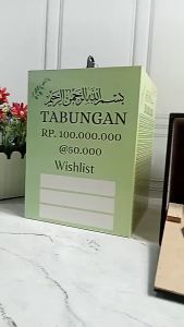 Celengan Target Besar Jumbo Kunci Motif Bismillah Tempat Nabung Uang Celengan Besar Bahan Kayu Unik 15X15X20 Cm