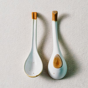 Omk phong cách Nhật Bản làm bằng tay gốm tay cầm dài Muông ăn SUP