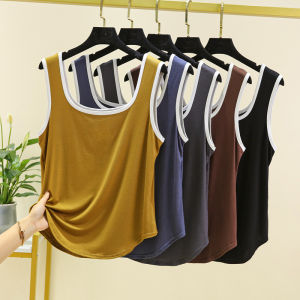 Modal Square ปกเสื้อ สายคล้อง เสื้อกั๊ก ผู้หญิง ฤดูร้อน สไตล์บาง แขนกุด เสื้อตัวในแจ๊กเก็ตขนาดใหญ่ พรางหุ่น Effect เสื้อท่อนบน