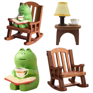 【New Arrival】 Mini Frog Resin Figurine Cartoon Frog Rocking Chair Decorative Ornament for Home Decor