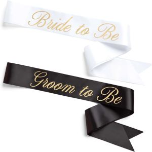 Bride & Groom To Be Sash Set  for Wedding Decorations Bridal Showers Engagement Party  Bachelorette Party Decoration