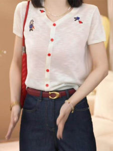 DAIXIANGFEIZI | Ice Silk V-Neck Slim Fitting Loose T-Shirt Short Sleeve