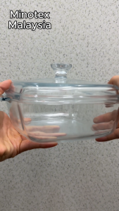 Thick Borosilicate Glass Casserole Bowl | Microwave Oven Dishwasher Freezer Safe Mangkuk Kaca Tutup