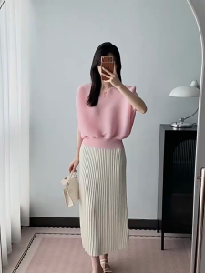 KESHANGYI French Accordion Pleats Batwing Sleeve Women T- Shirt Loose High End Feel Summer New Short Sleeve Top