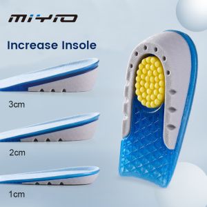 MIYIO 3cm Silicone Heightening Increase Insole Inner Height Templates Half Cushion Soft Elastic Arch Support Orthopedic Insoles for Men Women