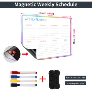 Magnetic Weekly Planner Fridge Whiteboard 40×30cm Dry Erase Schedule Board Household Organizer