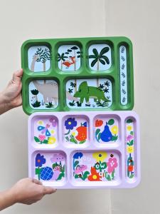 Original Cartoon Pattern Childrens Dinner Plate Partitioned Cold Meal Plate Dry Fruit Plate PP Material Baby Feeding Accessories