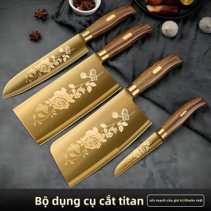 Dao Nhà Bếp Vàng Cao Cấp Seiko Lưỡi Dao Bằng Thép Không Gỉ Mạ Vàng Titan Của Đầu Bếp Dao Nhà Bếp Thân Thiện Với Môi Trường > 60 °   Góc Lưỡi