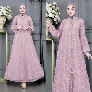 SIGAWA-(COD) Gamis Sherra Rosella Gown Warna MOCCA Bahan Ceruty Baby Doll