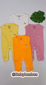 BabyGo Jumpsuit Bayi Tanpa Lengan Bordir Rainbow / Jumpsuit Bayi Tanpa Lengan Laki-laki Perempuan