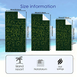 Dark Green Clover Scroll Quick Drying Microfiber Beach Towel Lightweight for Swimming Camping Yoga - Bath Towel